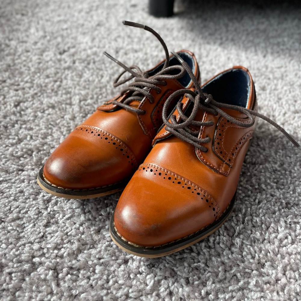 Bruno Marc Brown Leather Kid’s Dress Shoes